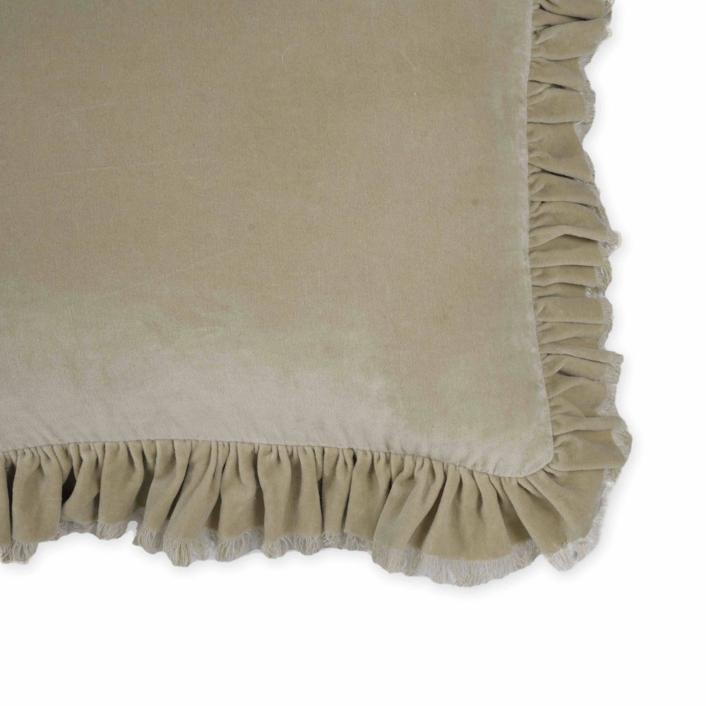 Alessia Distressed Beige Velvet Pillow. Picture 4