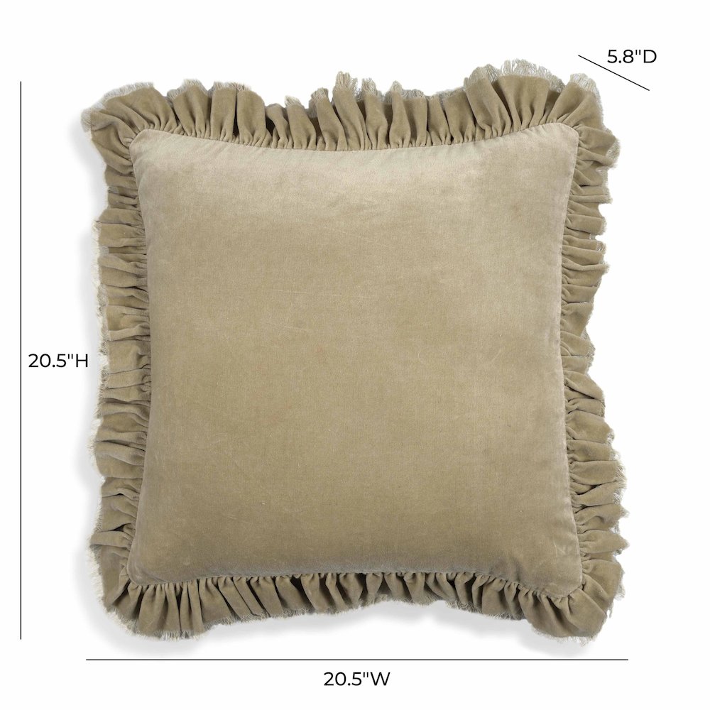 Alessia Distressed Beige Velvet Pillow. Picture 5