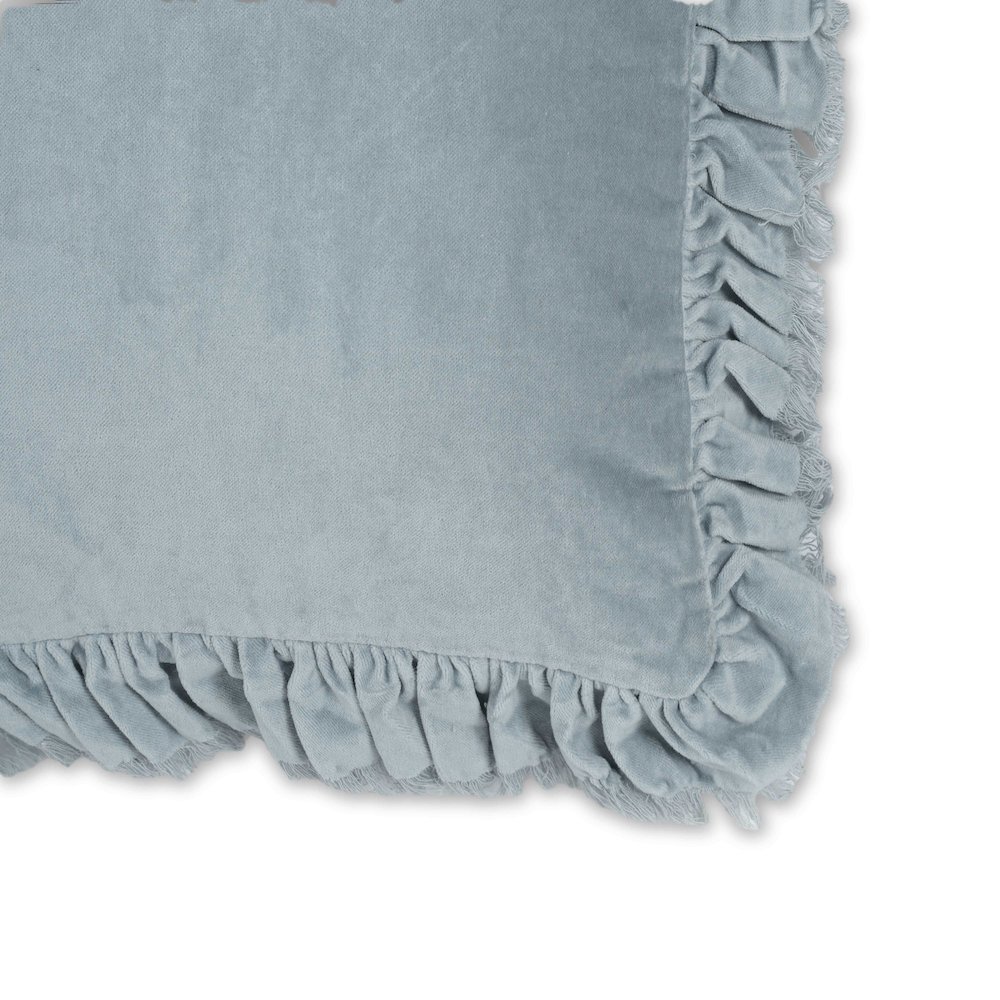 Alessia Distressed Blue Velvet Pillow. Picture 4