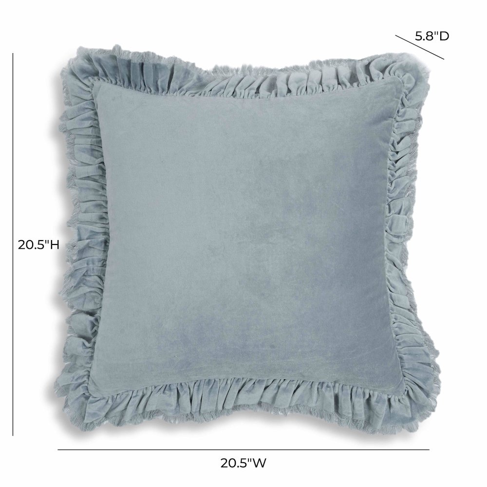 Alessia Distressed Blue Velvet Pillow. Picture 5
