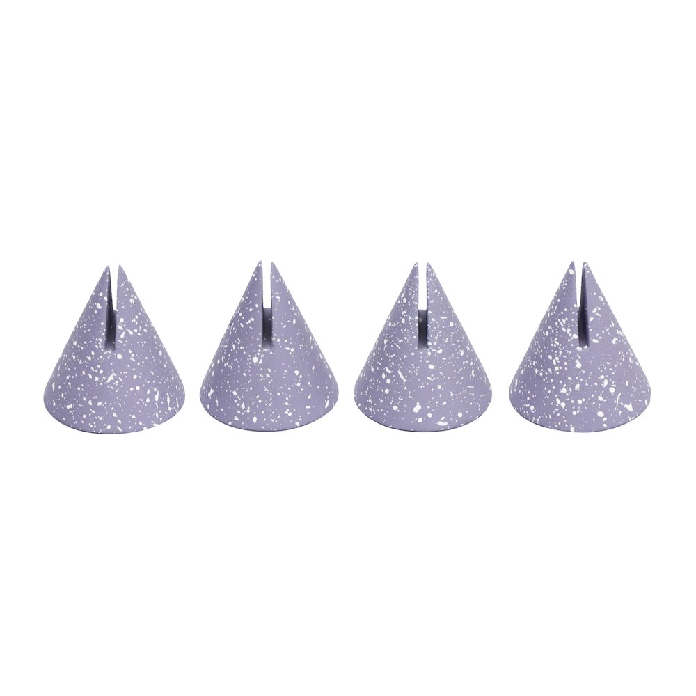 Gabby Speckled Purple Cone Card Holder - Set of 4. Picture 1