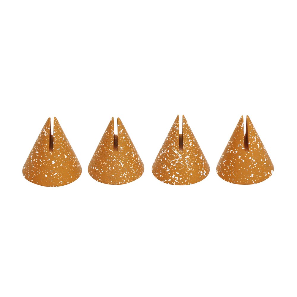 Gabby Speckled Terracotta Cone Card Holder - Set of 4. Picture 1