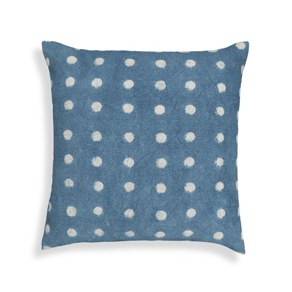 Indigo Dots Cotton 20 inch Square Accent Pillow. Picture 1