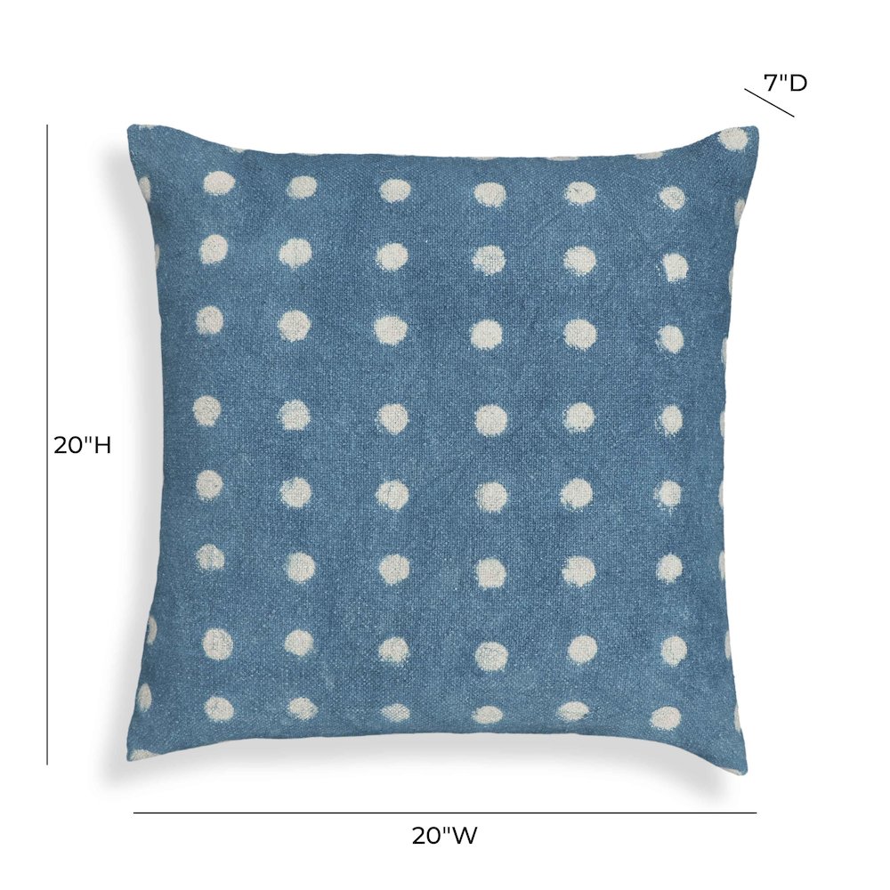 Indigo Dots Cotton 20 inch Square Accent Pillow. Picture 5