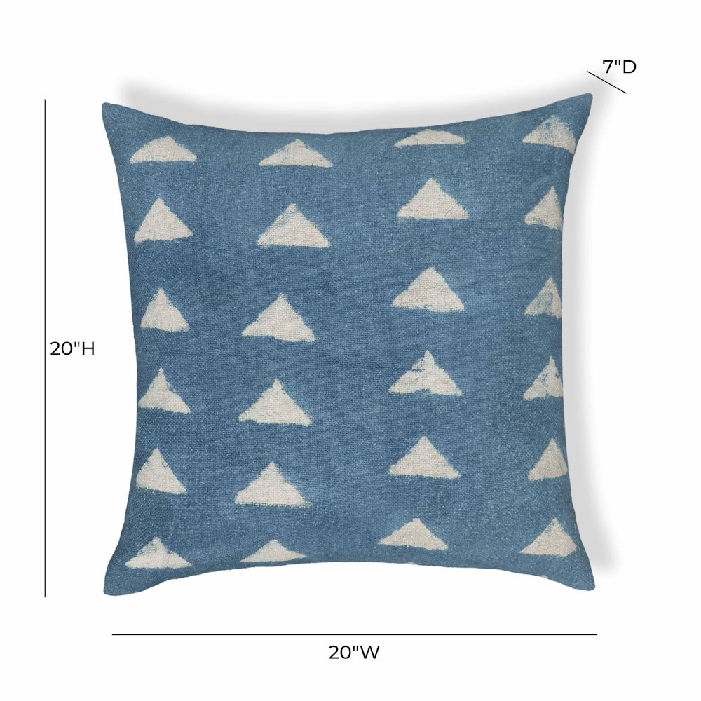 Indigo Triangles Cotton 20 inch Square Accent Pillow. Picture 5