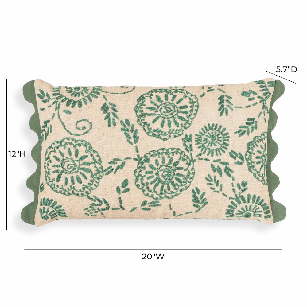 Portia Aqua Embroidered Cotton Flex 20 x 12 inch Accent Cushion. Picture 5