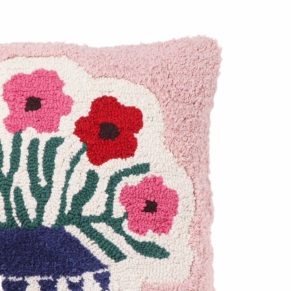 Blossom Tufted Cotton 20 inch Square Accent Pillow. Picture 4