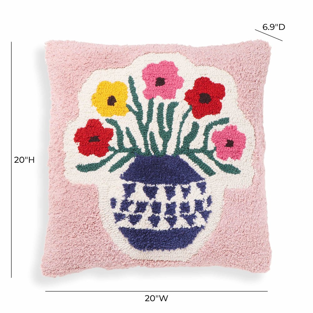 Blossom Tufted Cotton 20 inch Square Accent Pillow. Picture 5