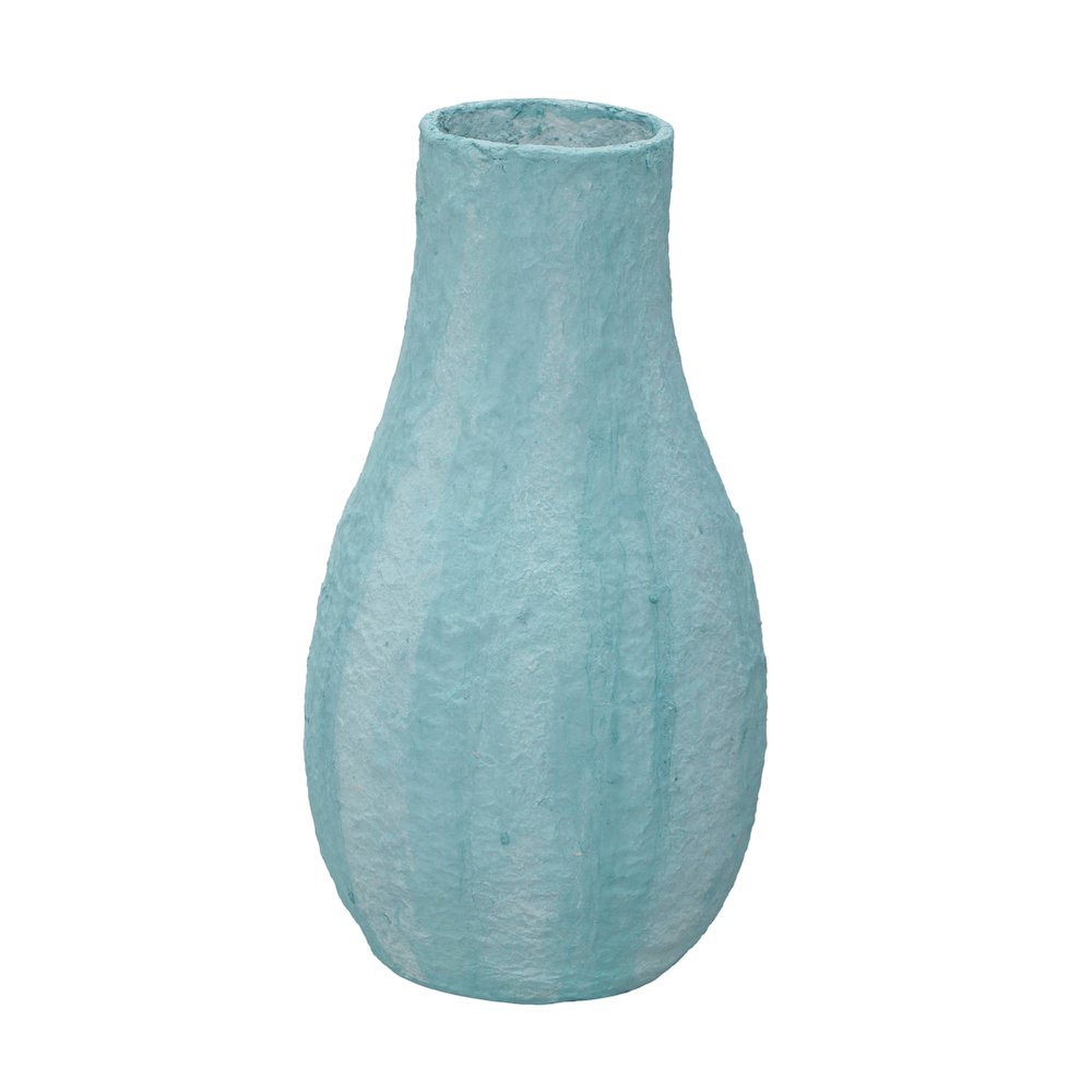 Cotton Mache Vase in Cloudy Blue. Picture 1