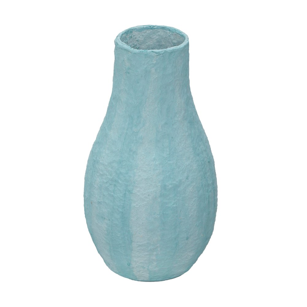 Cotton Mache Vase in Cloudy Blue. Picture 3