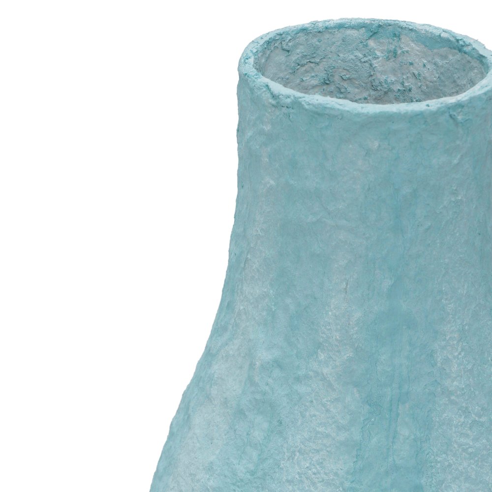 Cotton Mache Vase in Cloudy Blue. Picture 4