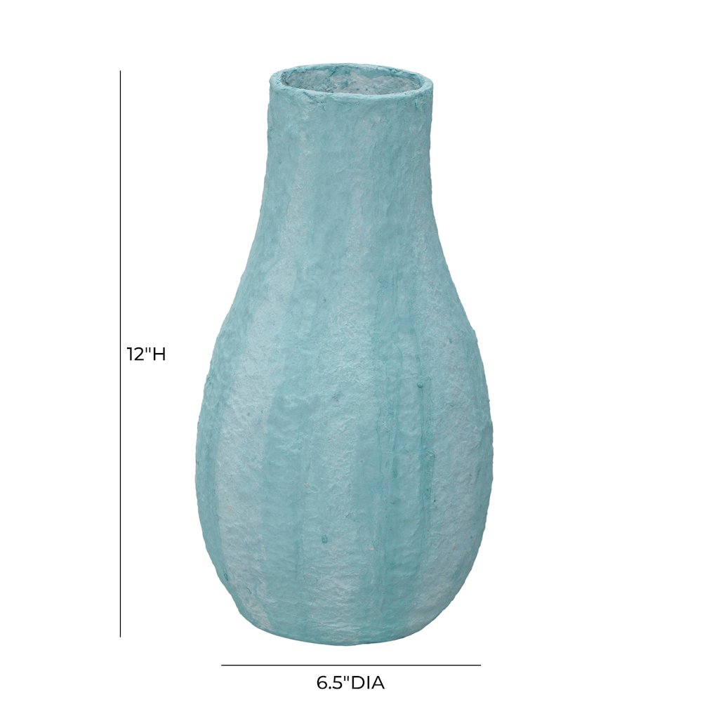 Cotton Mache Vase in Cloudy Blue. Picture 5