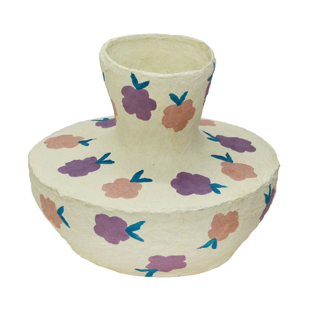 Cotton Mache Vase in Spring Blossoms. Picture 3