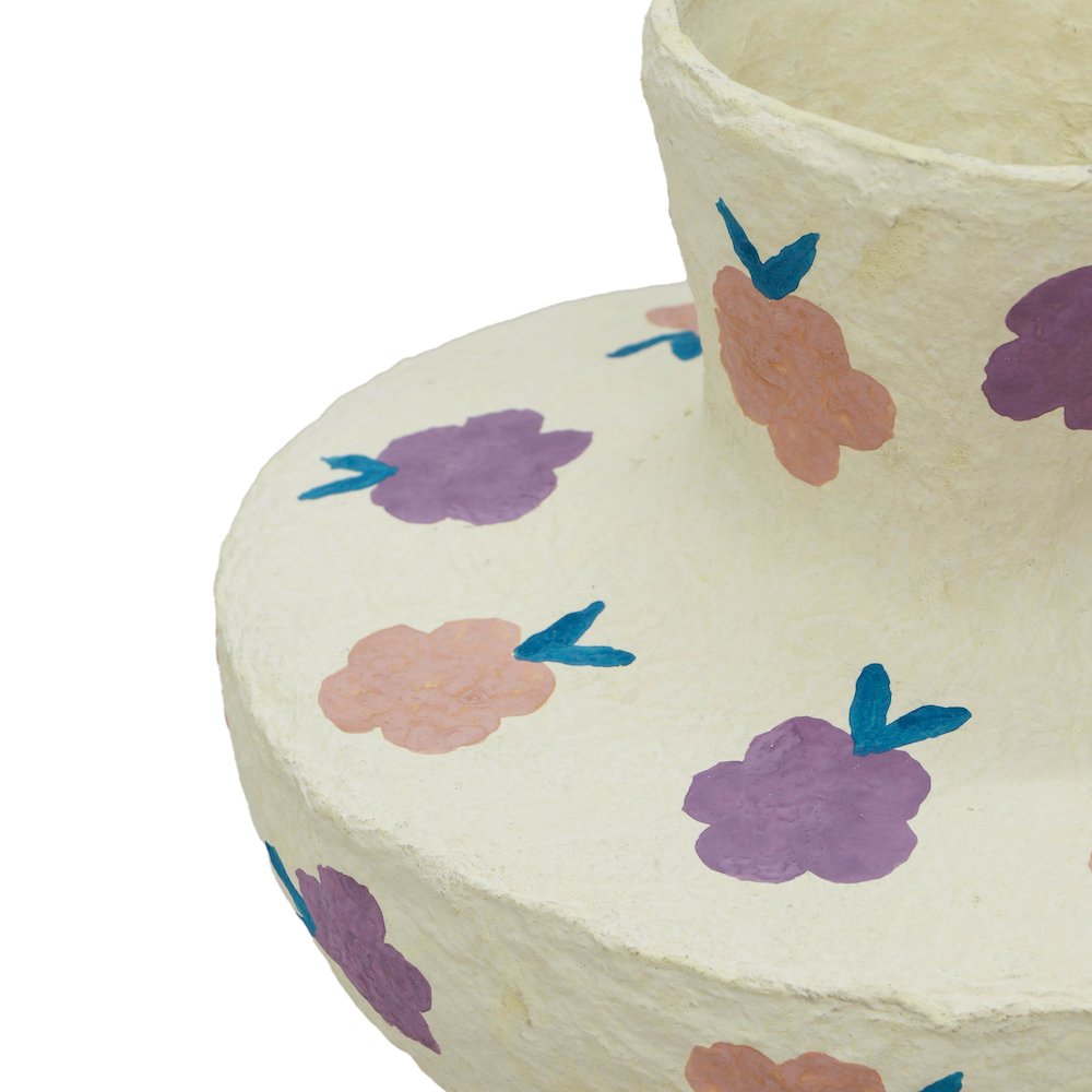 Cotton Mache Vase in Spring Blossoms. Picture 4