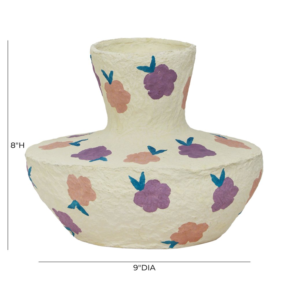 Cotton Mache Vase in Spring Blossoms. Picture 5