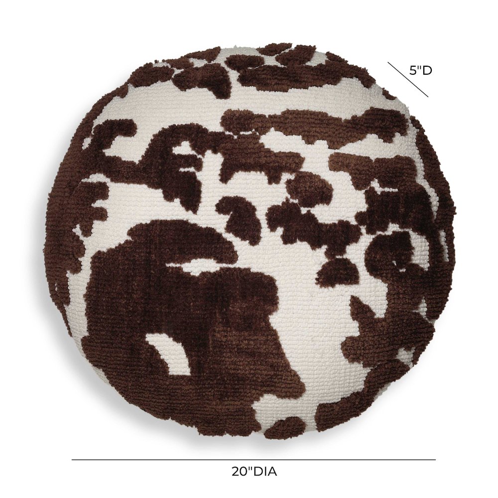 Coast Chocolate Brown Tufted 20" Round Pillow. Picture 4