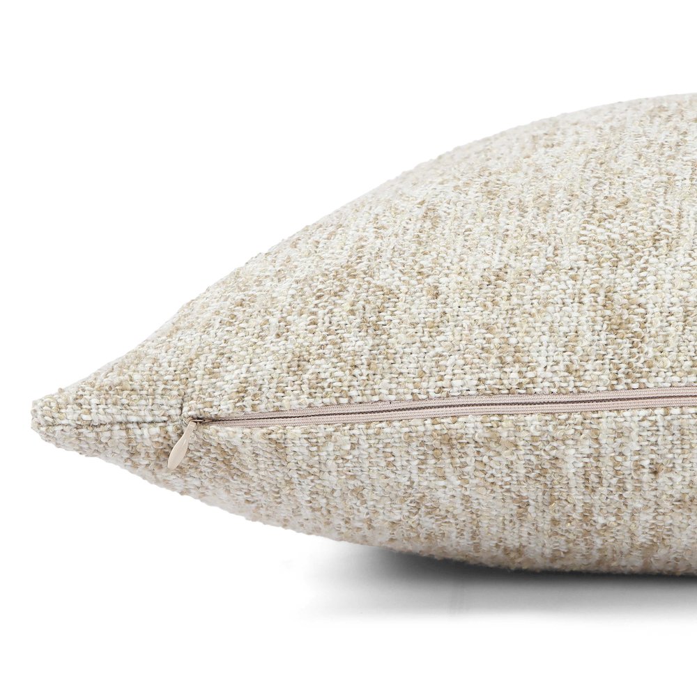 Poh Washed Beige Boucle 20" Square Accent Pillow. Picture 4