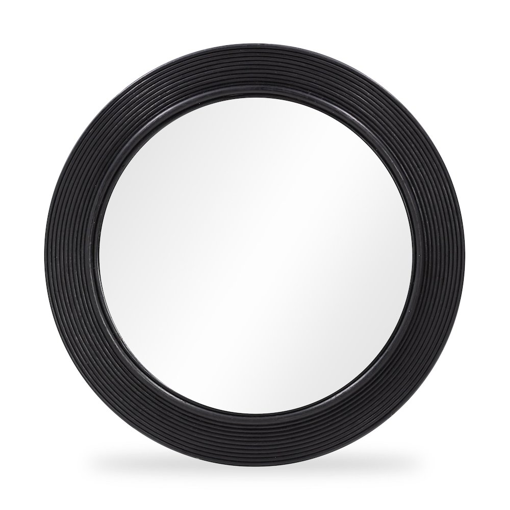 Tanya Black Rattan Round Wall Mirror. Picture 1