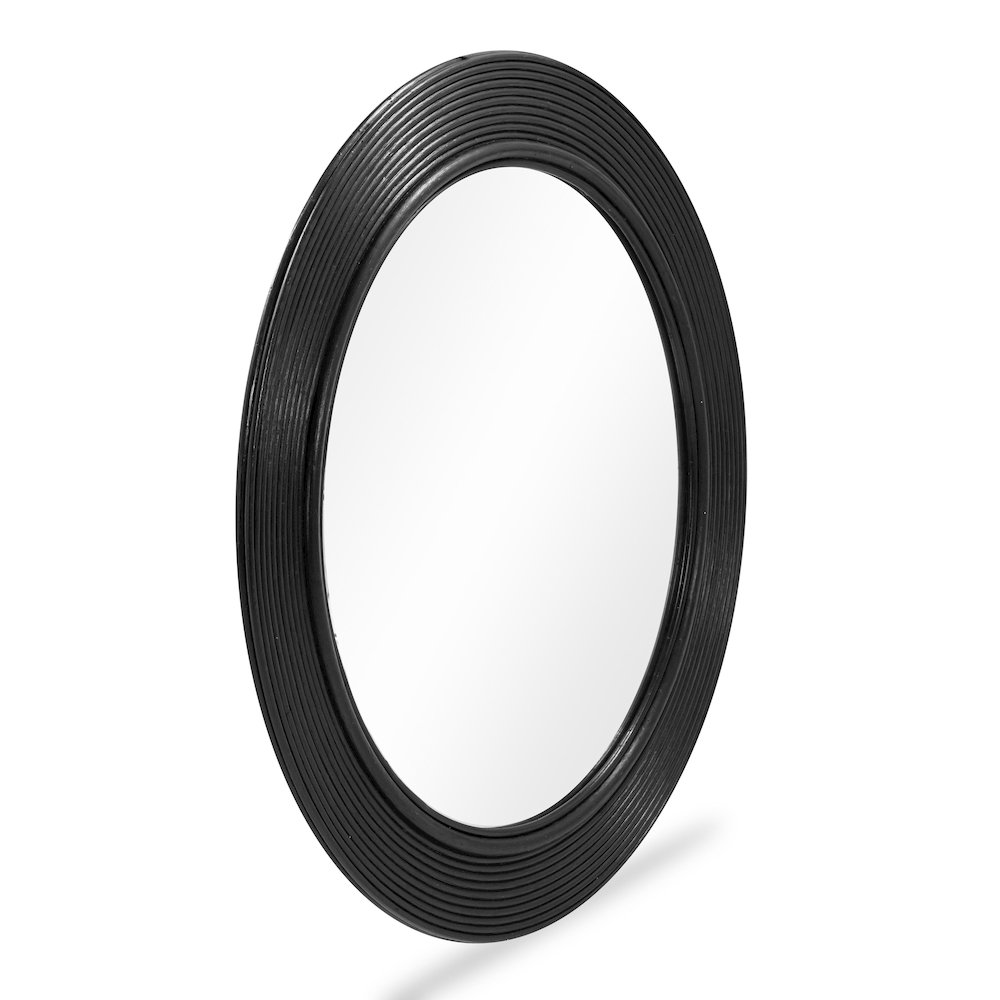 Tanya Black Rattan Round Wall Mirror. Picture 2