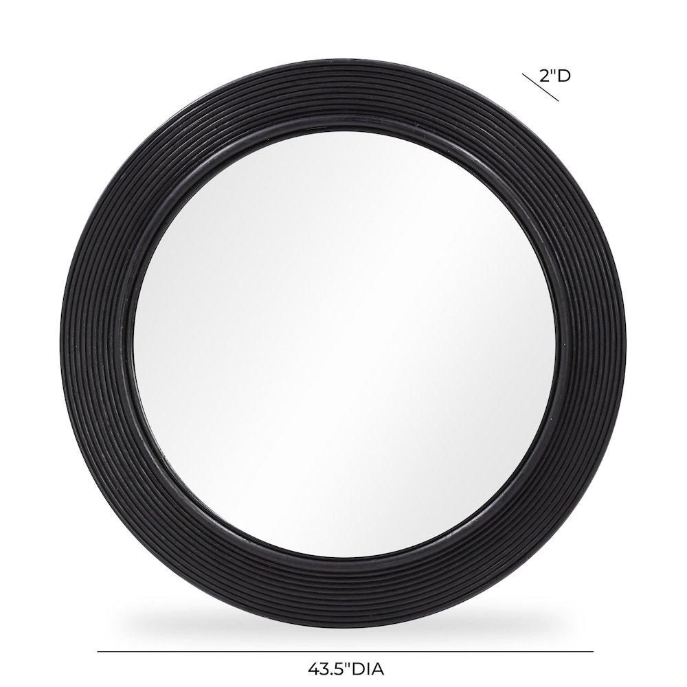Tanya Black Rattan Round Wall Mirror. Picture 5