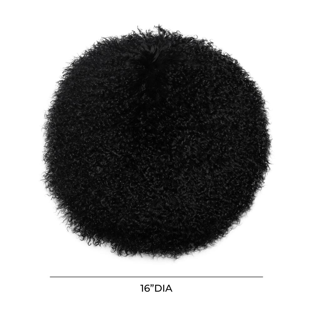 New Zealand Black Sheepskin 16" Round Pillow. Picture 3