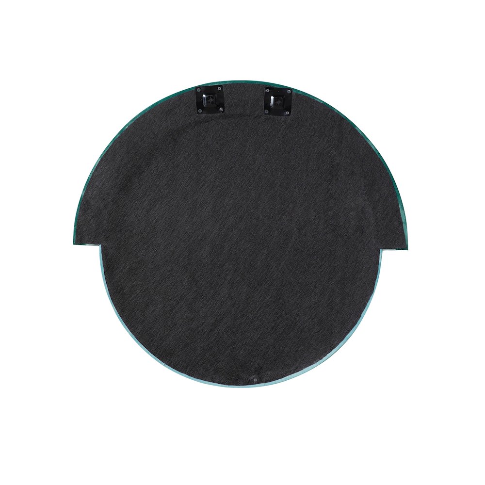 Lally Aqua Velvet Round Wall Mirror. Picture 4