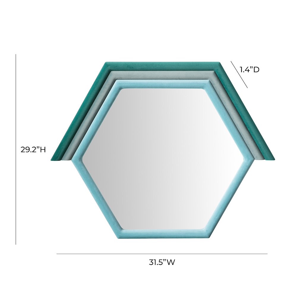 Lally Aqua Velvet Prism Wall Mirror. Picture 5