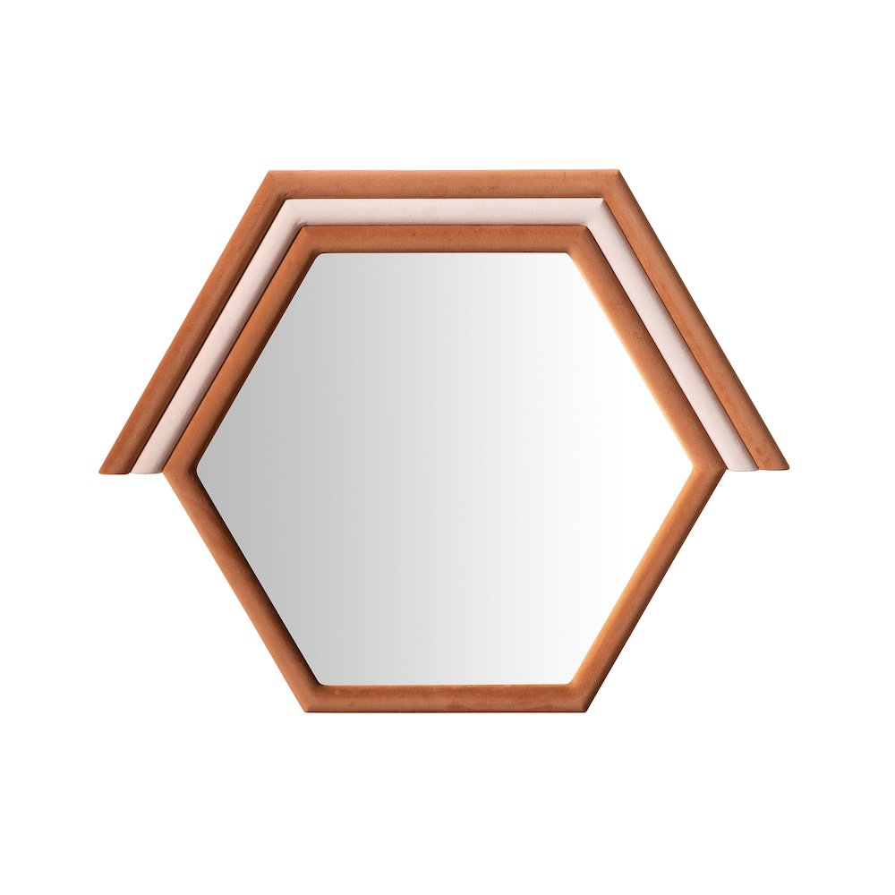 Lally Terracotta Velvet Prism Wall Mirror. Picture 1