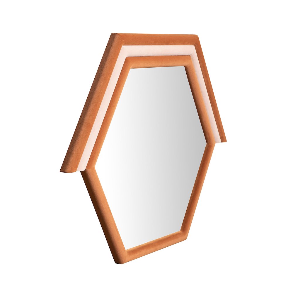 Lally Terracotta Velvet Prism Wall Mirror. Picture 3