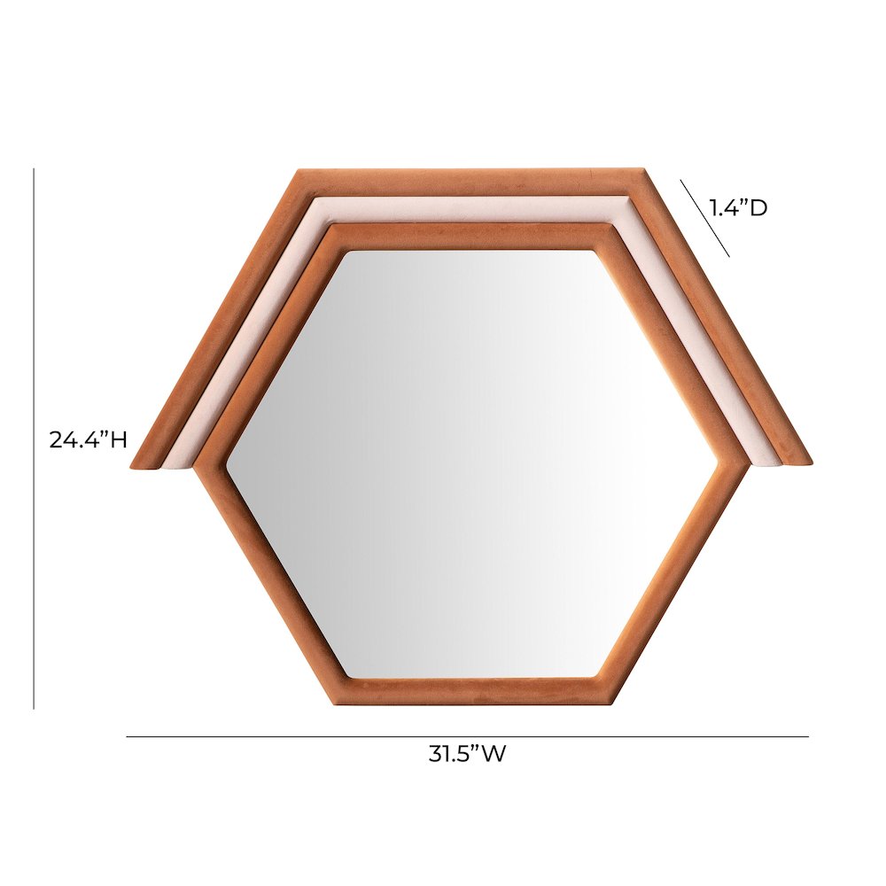 Lally Terracotta Velvet Prism Wall Mirror. Picture 5