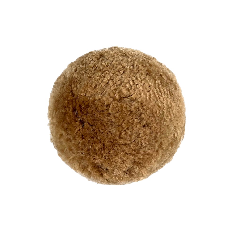 New Zealand Brown Genuine Sheepskin 12" Ball Pillow. Picture 3