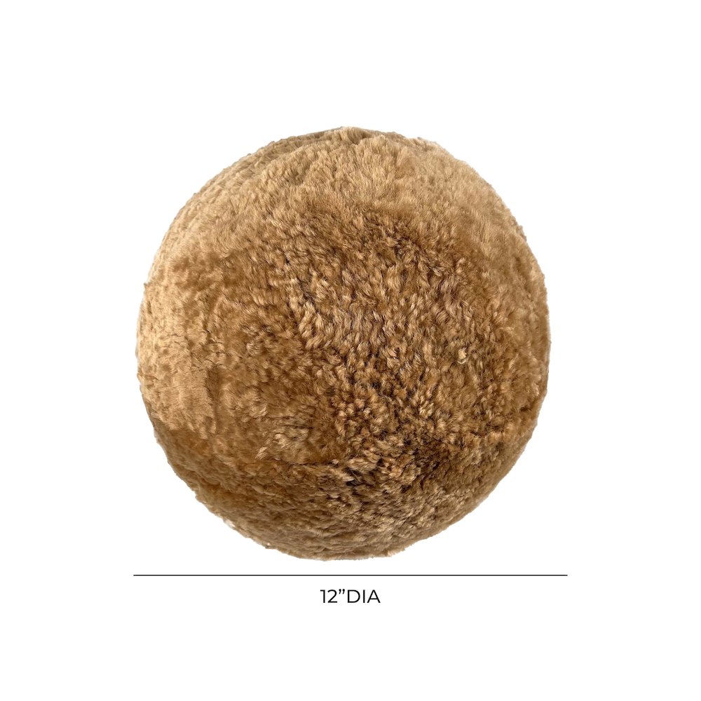 New Zealand Brown Genuine Sheepskin 12" Ball Pillow. Picture 4