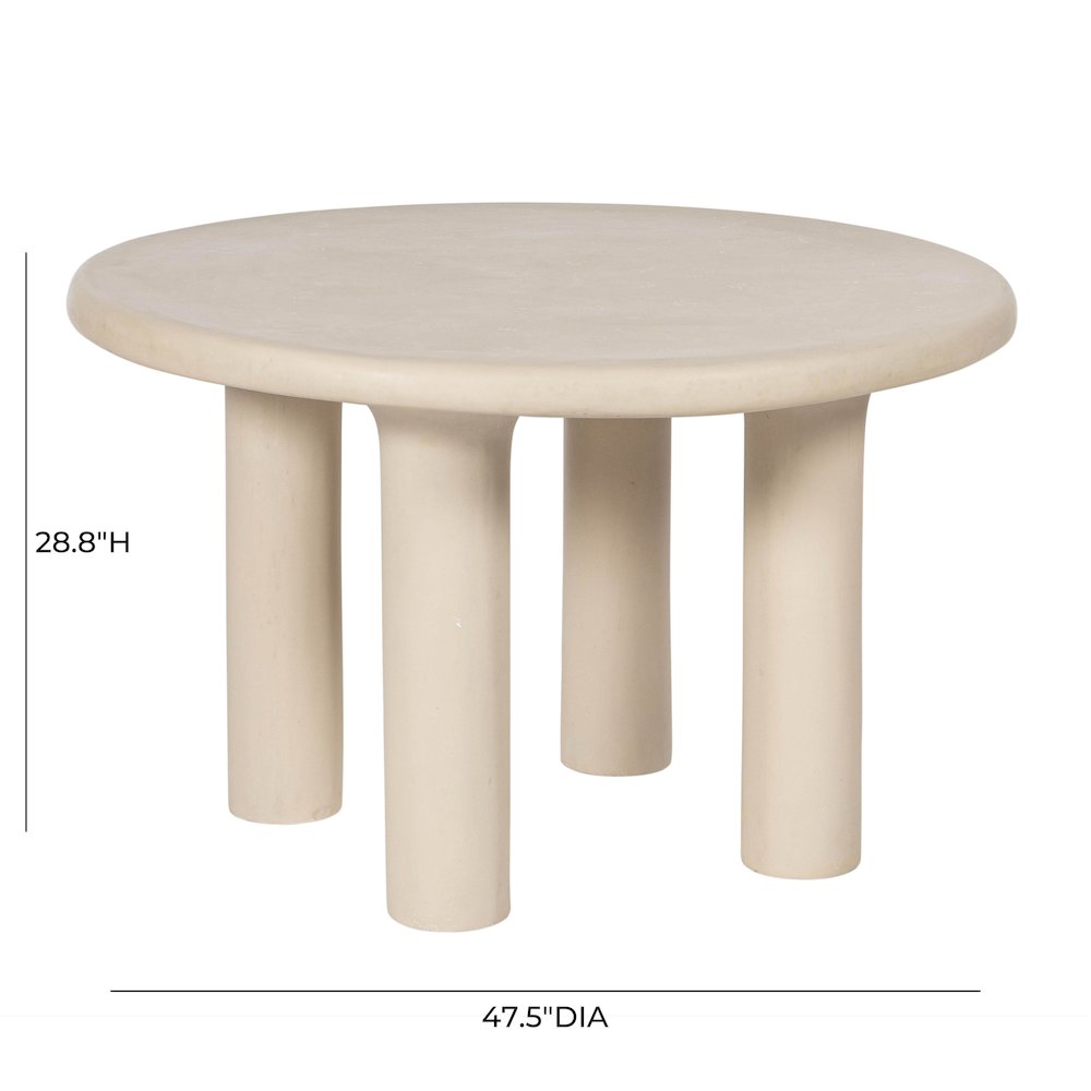 Barbara Cream Textured Indoor / Outdoor 47 inch Round Dining Table. Picture 6