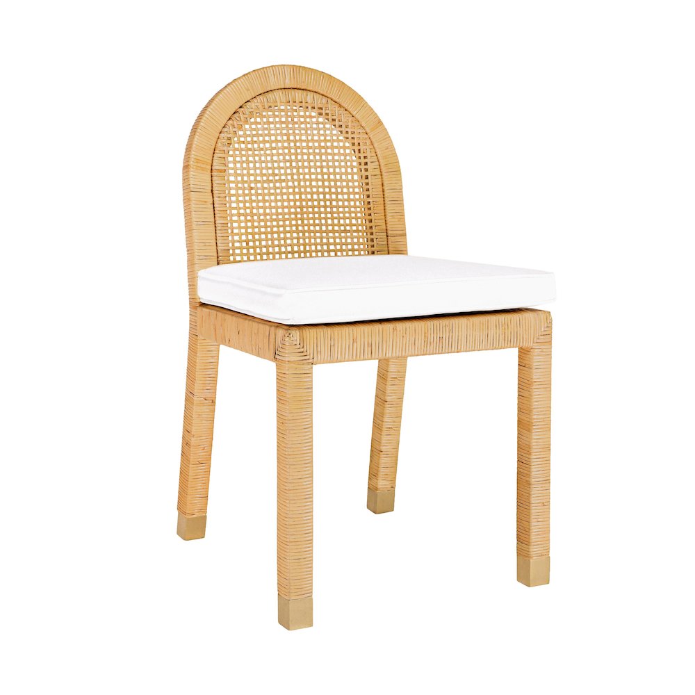 Amara Natural Rattan and Performance Fabric Arched Back Dining Chair. Picture 1