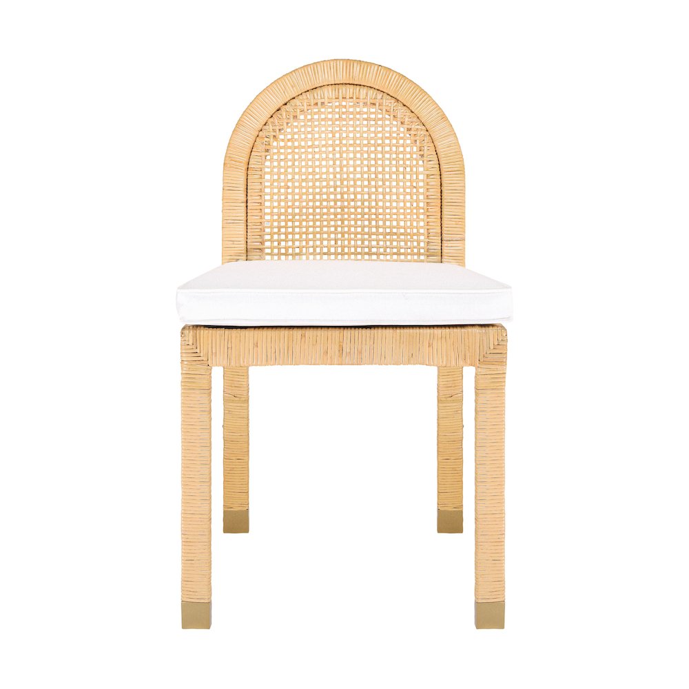 Amara Natural Rattan and Performance Fabric Arched Back Dining Chair. Picture 3