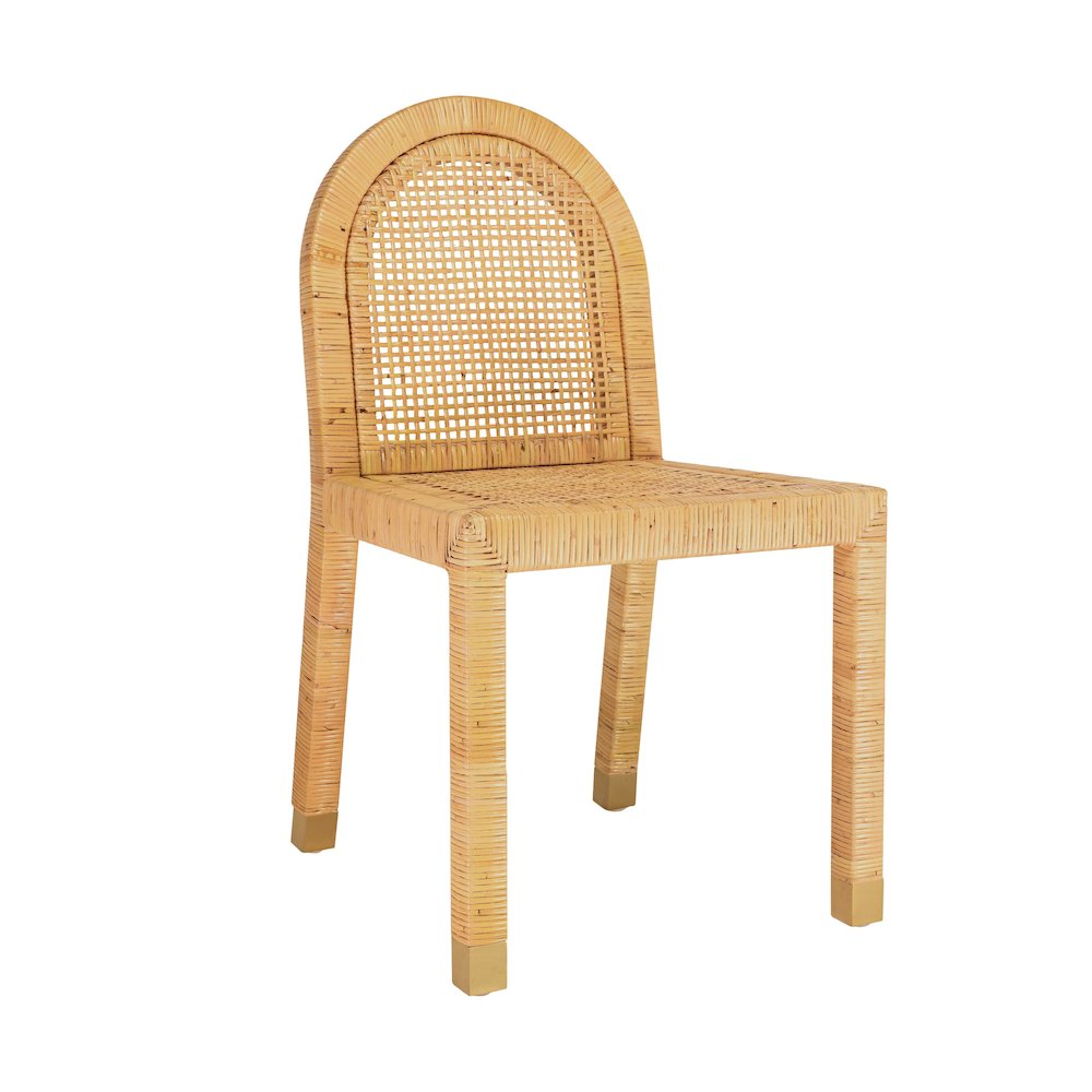 Amara Natural Rattan and Performance Fabric Arched Back Dining Chair. Picture 4