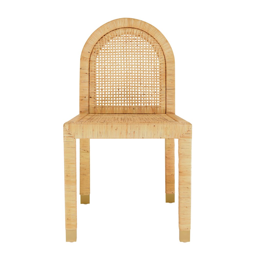 Amara Natural Rattan and Performance Fabric Arched Back Dining Chair. Picture 5