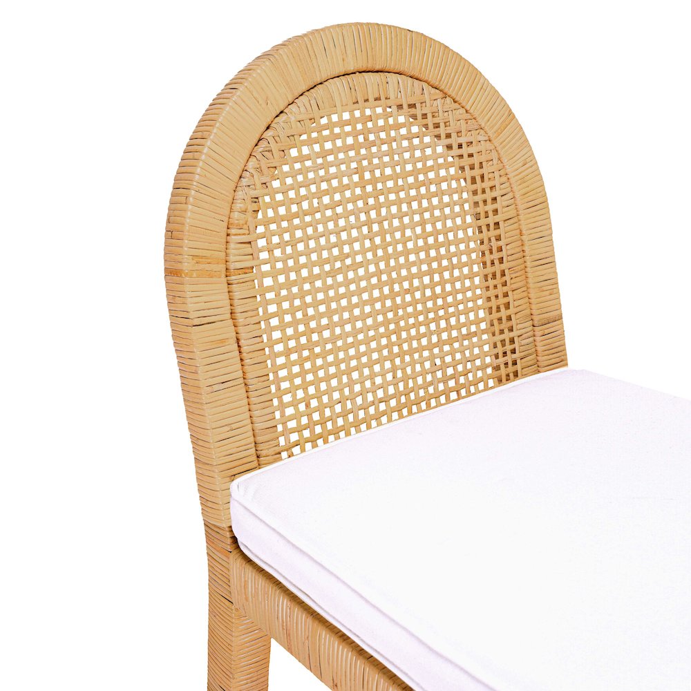 Amara Natural Rattan and Performance Fabric Arched Back Dining Chair. Picture 6