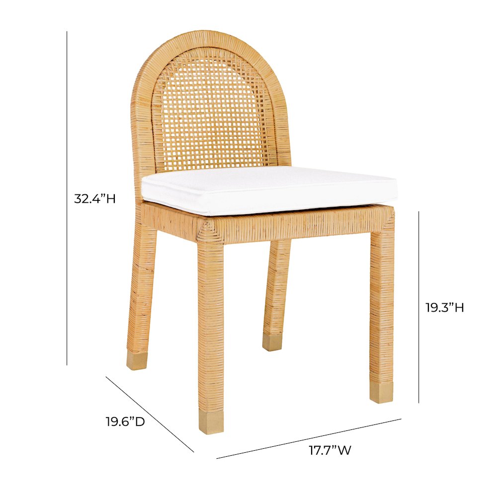 Amara Natural Rattan and Performance Fabric Arched Back Dining Chair. Picture 8