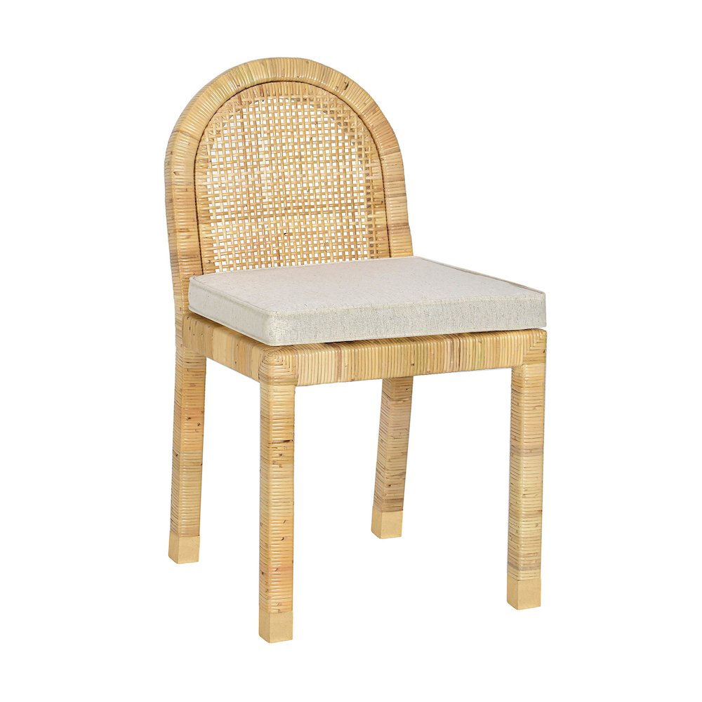 Amara Cream Linen Arched Dining Chair. Picture 1