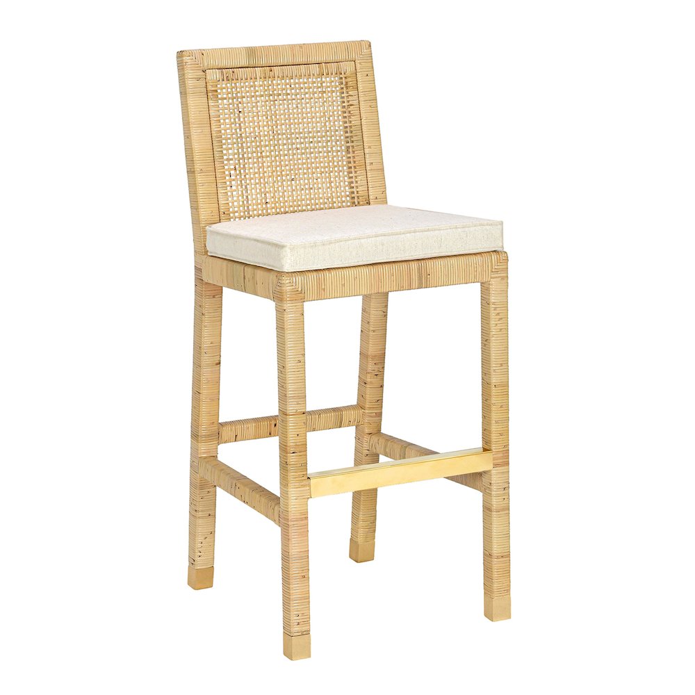 Amara Cream Linen Barstool. Picture 1