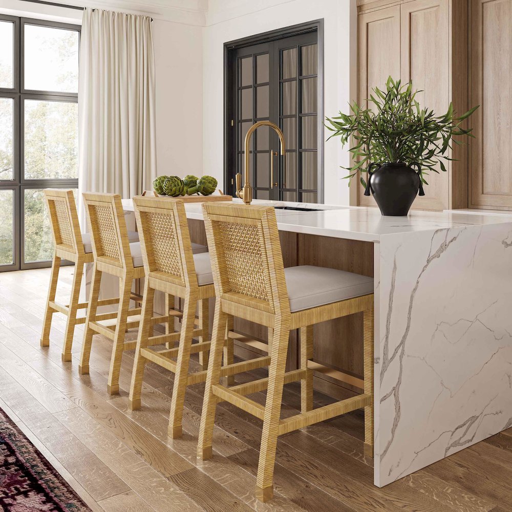 Amara Cream Linen Barstool. Picture 2
