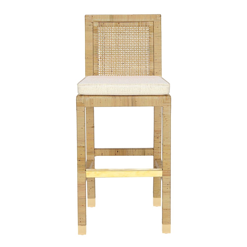 Amara Cream Linen Barstool. Picture 3