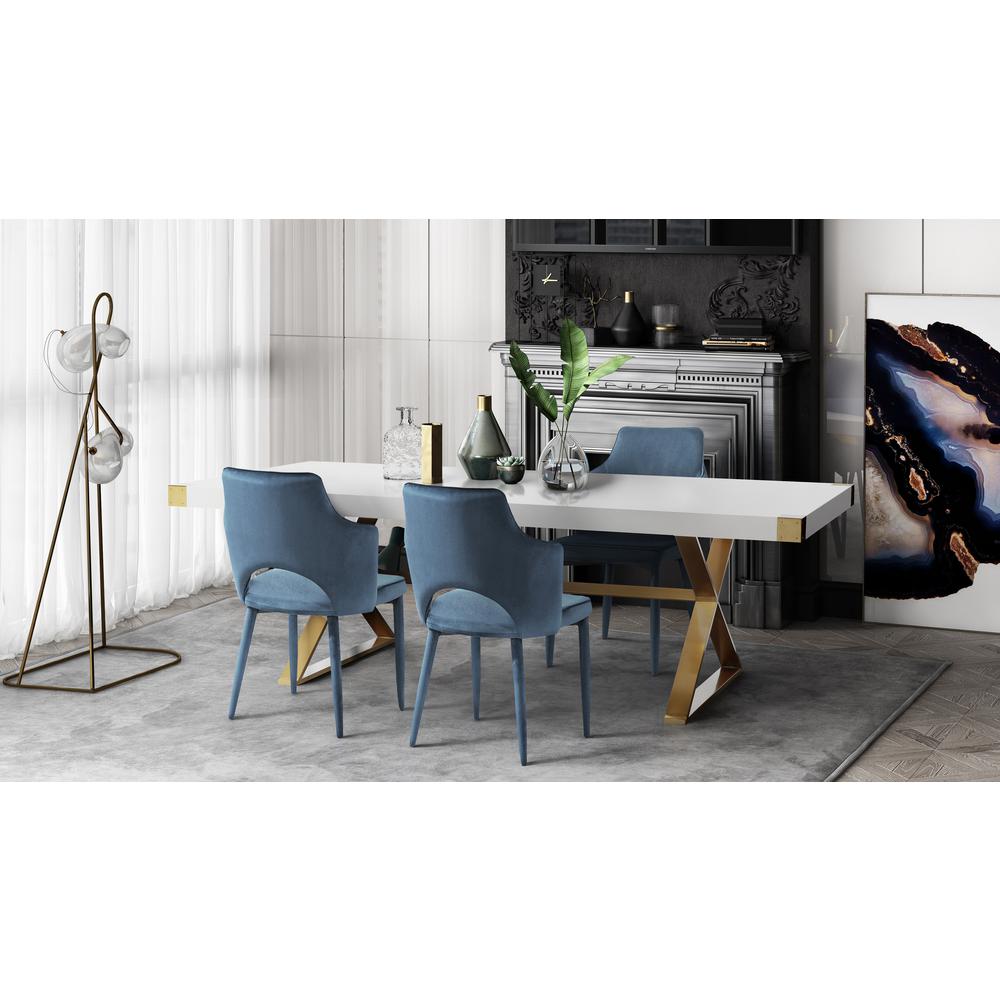 Adeline White Lacquer Dining Table. Picture 11