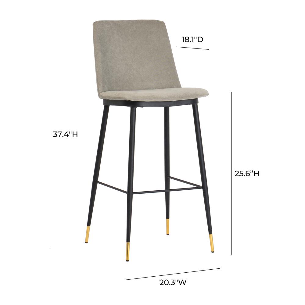 Evora Grey Velvet Counter Stool (Set of 2). Picture 3