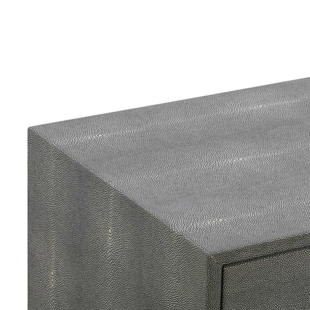 Gray Wood Night Stand With 2 Drawers And Gold Base, Shagreen Textured Finish. Picture 7