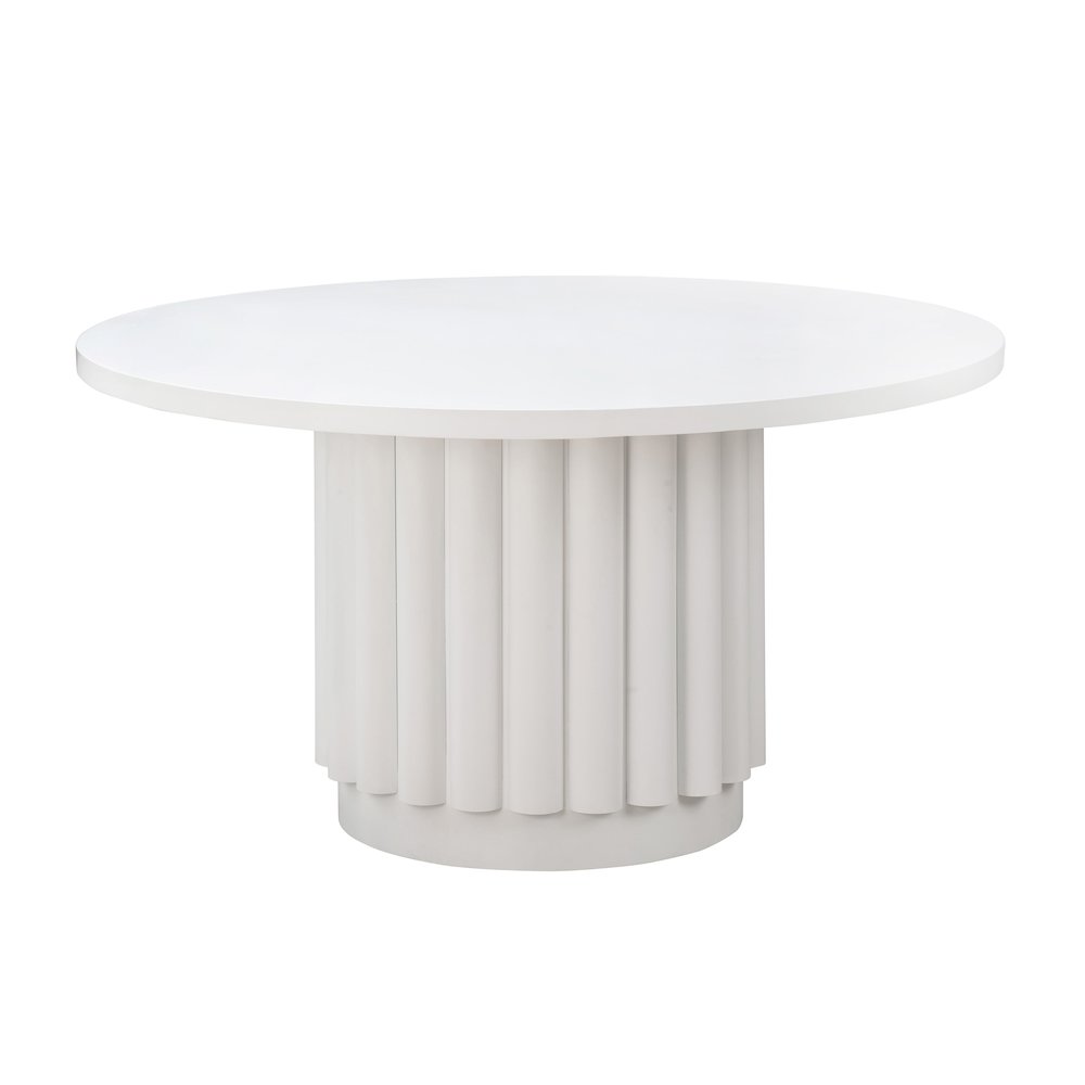 Kali 55 Inch White Round Dining Table. Picture 1