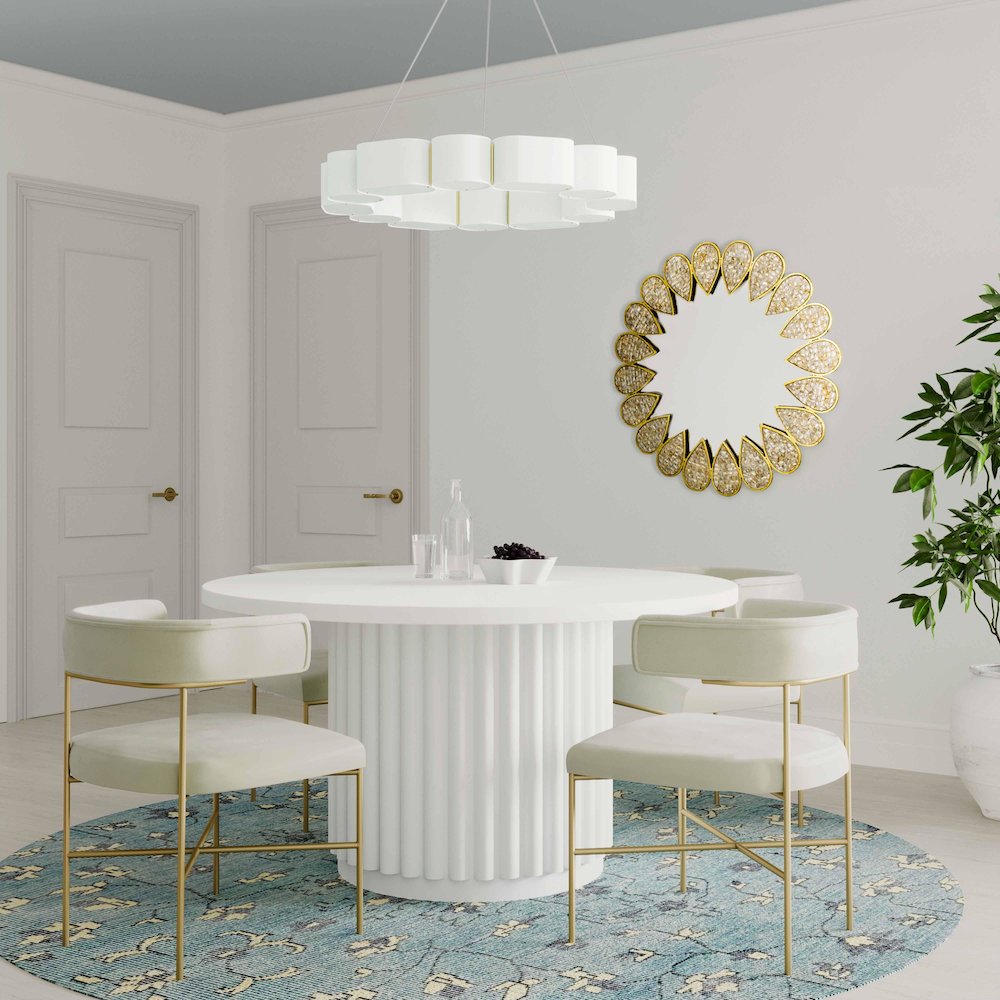 Kali 55 Inch White Round Dining Table. Picture 2