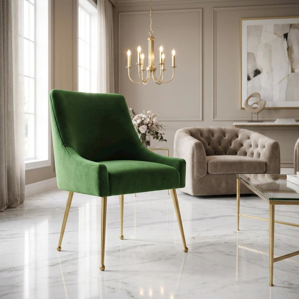 Velvet Accent Chair with Gold Stainless Steel Legs for Living Room. Picture 2