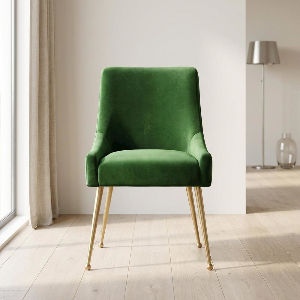 Velvet Accent Chair with Gold Stainless Steel Legs for Living Room. Picture 4